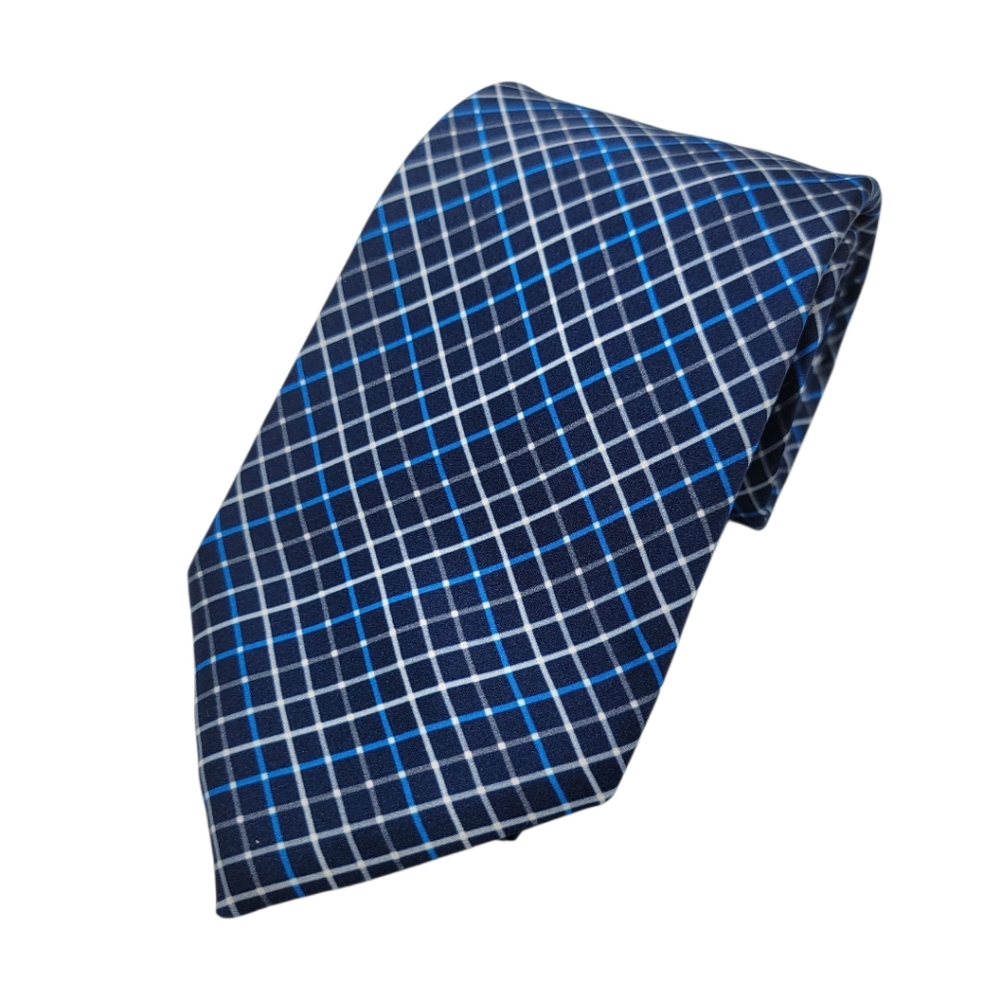 Mens Vitaliano Blue Gray Navy‎ 100% Silk Tie